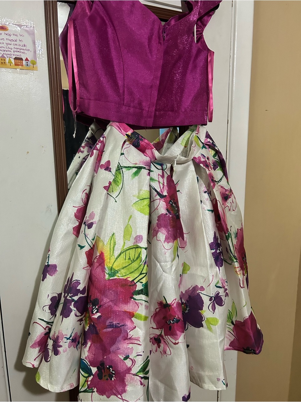 Dave & Johnny Pink and Green Floral Cocktail Dress